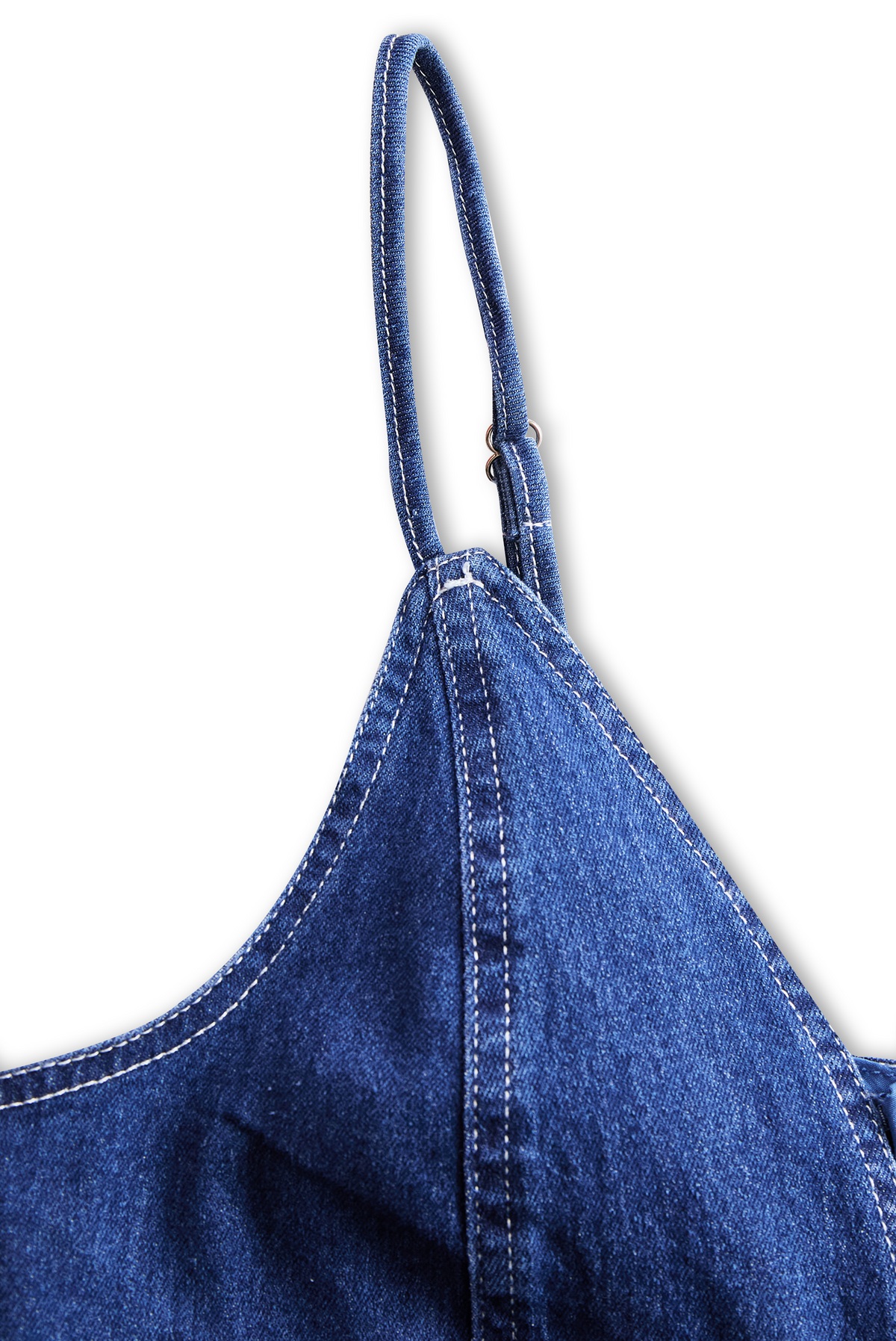 Ciemnoniebieska, bezrękawnikowa sukienka midi z denimu