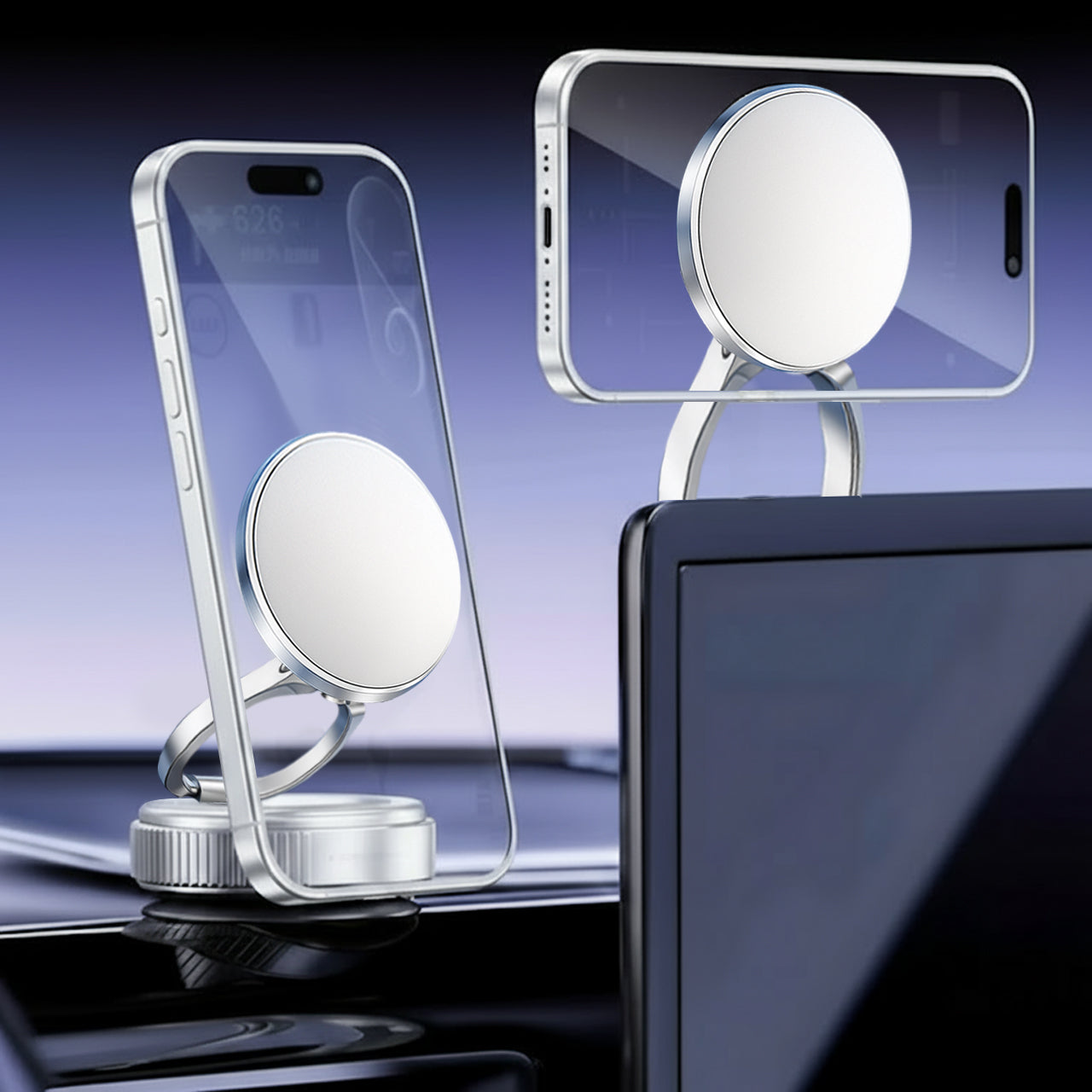 Magnetyczna podstawka pod telefon, 🔄obrotowa o 360° i chowana. Najlepszy towarzysz podczas oglądania🚗📱