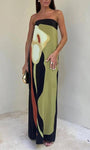 Joan | Letnia Sukienka Maxi bez Ramiączek w Stylu Coastal Chic
