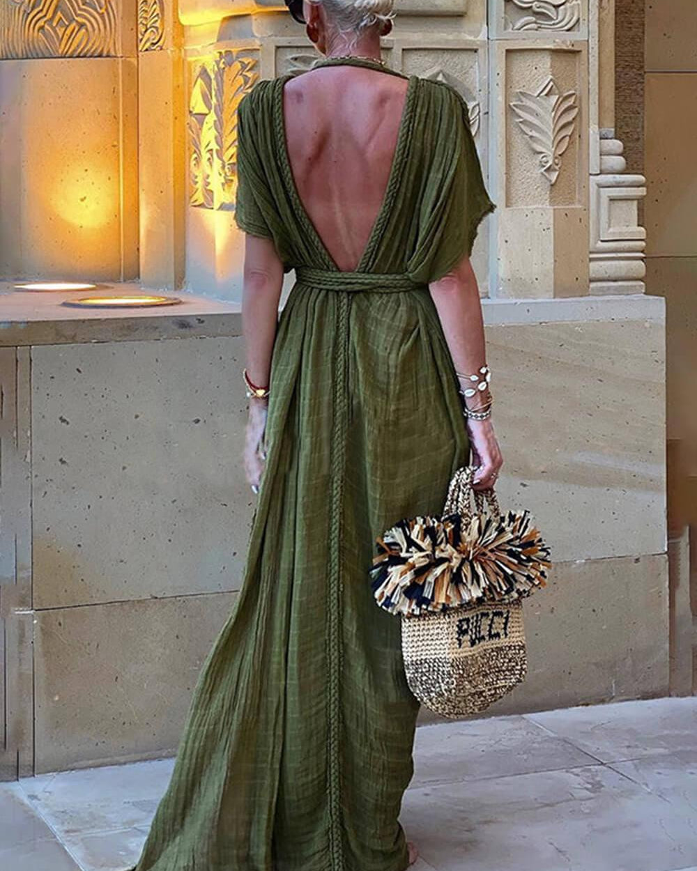 Elena | Kimono Draped Braids Cover Up Slit Maxi Dress