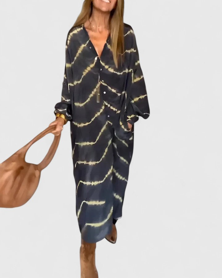 Amelie™ | Elegancka Boho Maxi Sukienka w Paski