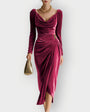 Auvess | Elegancka Midi Sukienka z Drapowaniem