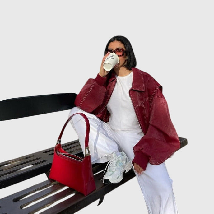 Faye™ - Przesadna Skórzana Kurtka