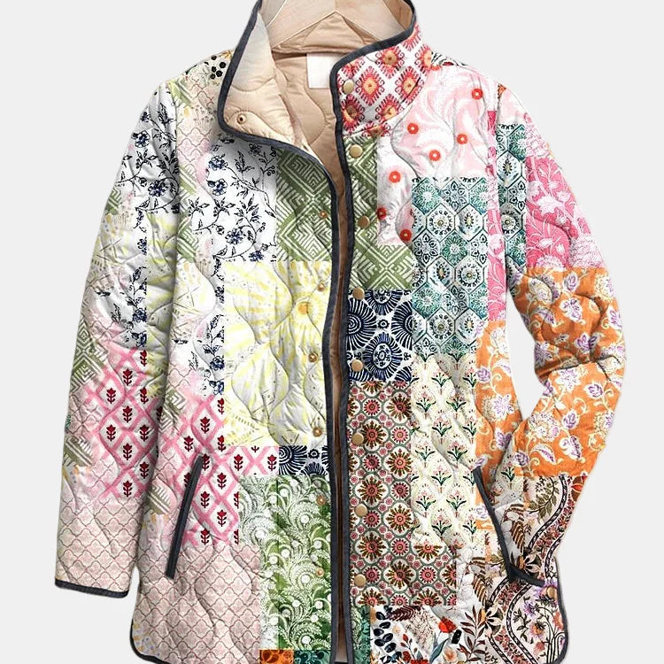 Melorae | Casual Floral Print Quilted Jacket