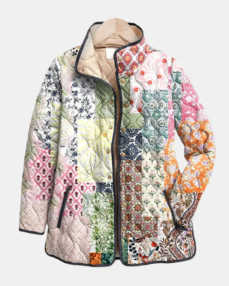Melorae | Casual Floral Print Quilted Jacket