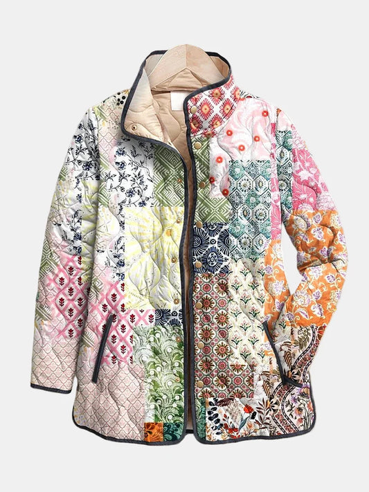 Melorae | Casual Floral Print Quilted Jacket