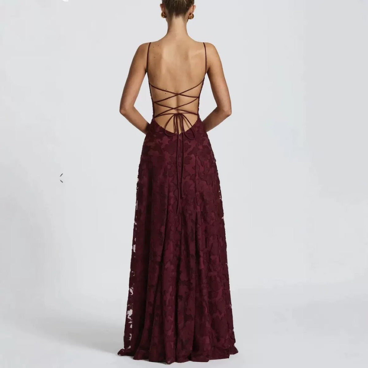 Rosé Lumière™ Suknia Maxi z Wiązaniem na Plecach