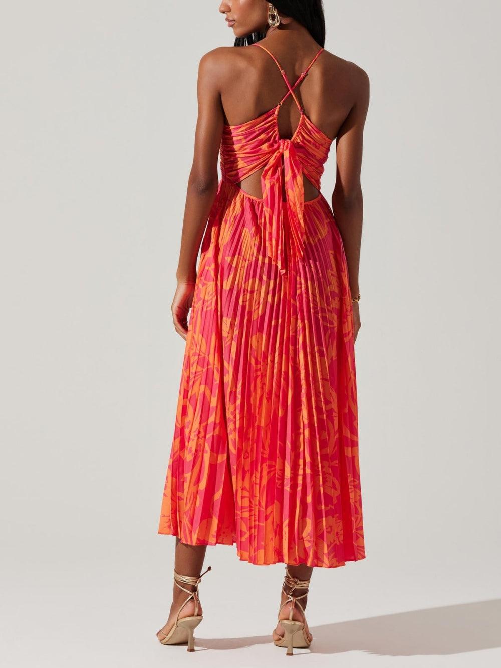 Heather | Elegancka Midi Sukienka w Kwiatowy Wzór w Stylu Coastal Chic