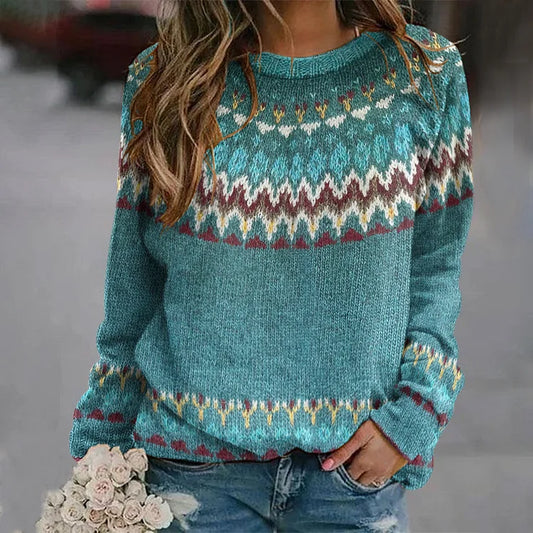 Soryelle | Sweter z Wzorem Retro Fali