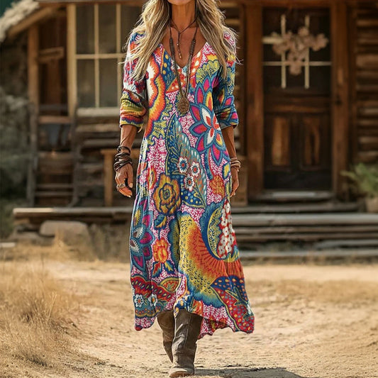 Evelyn | Sukienka casual z długim rękawem w stylu vintage