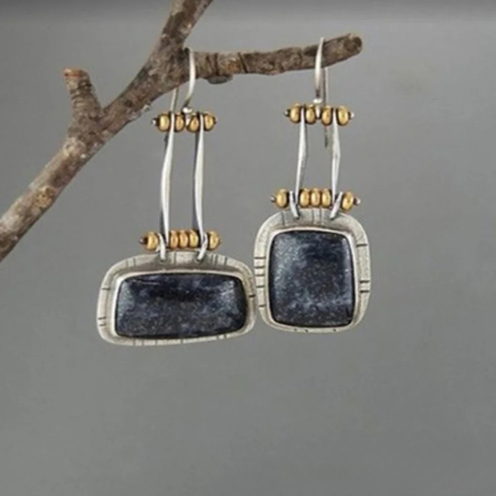 Kolczyki Retro Midnight Silver