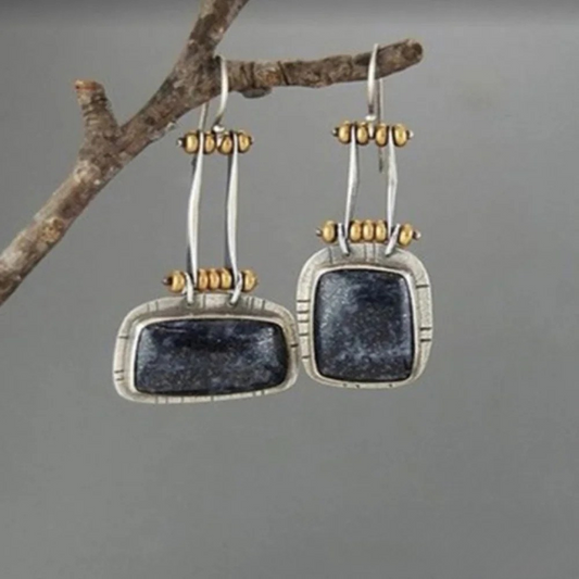 Kolczyki Retro Midnight Silver