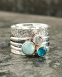 Retro Natural Blue Stone Ring