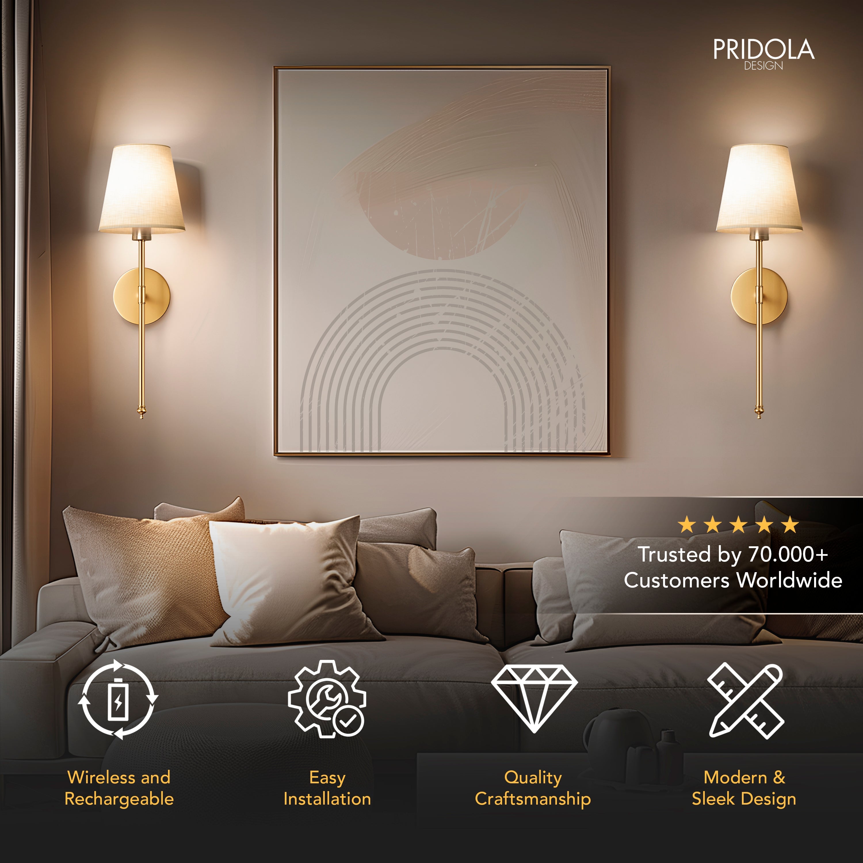 BEZPRZEWODOWE KŁOŚCI ŚCIENNE (ZESTAW 2 SZT.)