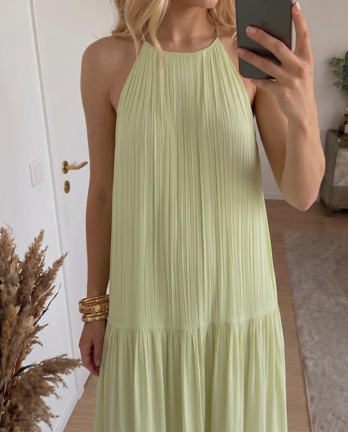 LIVIA | Maxi Sukienka Boho Zielony Pistacjowy