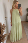 LIVIA | Maxi Sukienka Boho Zielony Pistacjowy