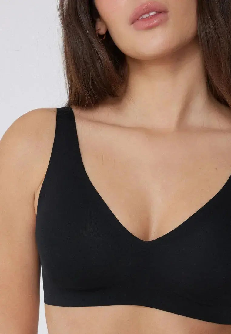 Biustonosz push-up bez fiszbin z dekoltem w szpic