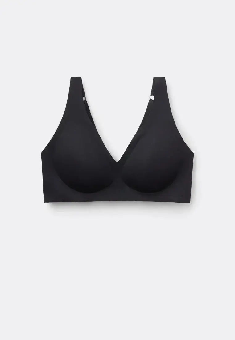 Biustonosz push-up bez fiszbin z dekoltem w szpic