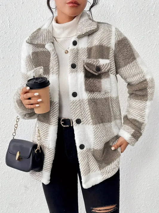 Martin | Stylowa Kurtka Fleece w Kratę