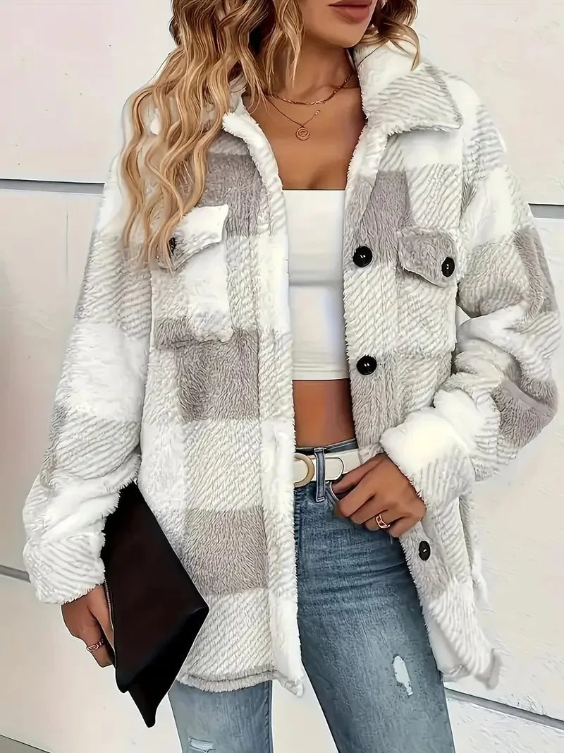 Martin | Stylowa Kurtka Fleece w Kratę