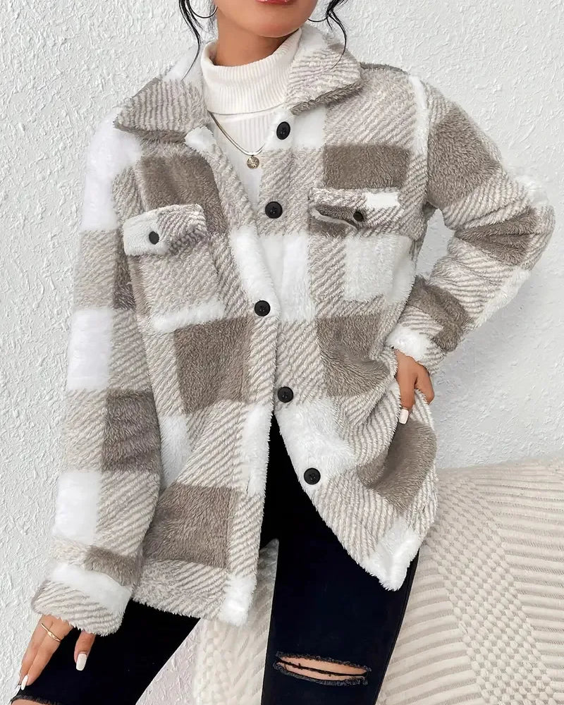 Martin | Stylowa Kurtka Fleece w Kratę