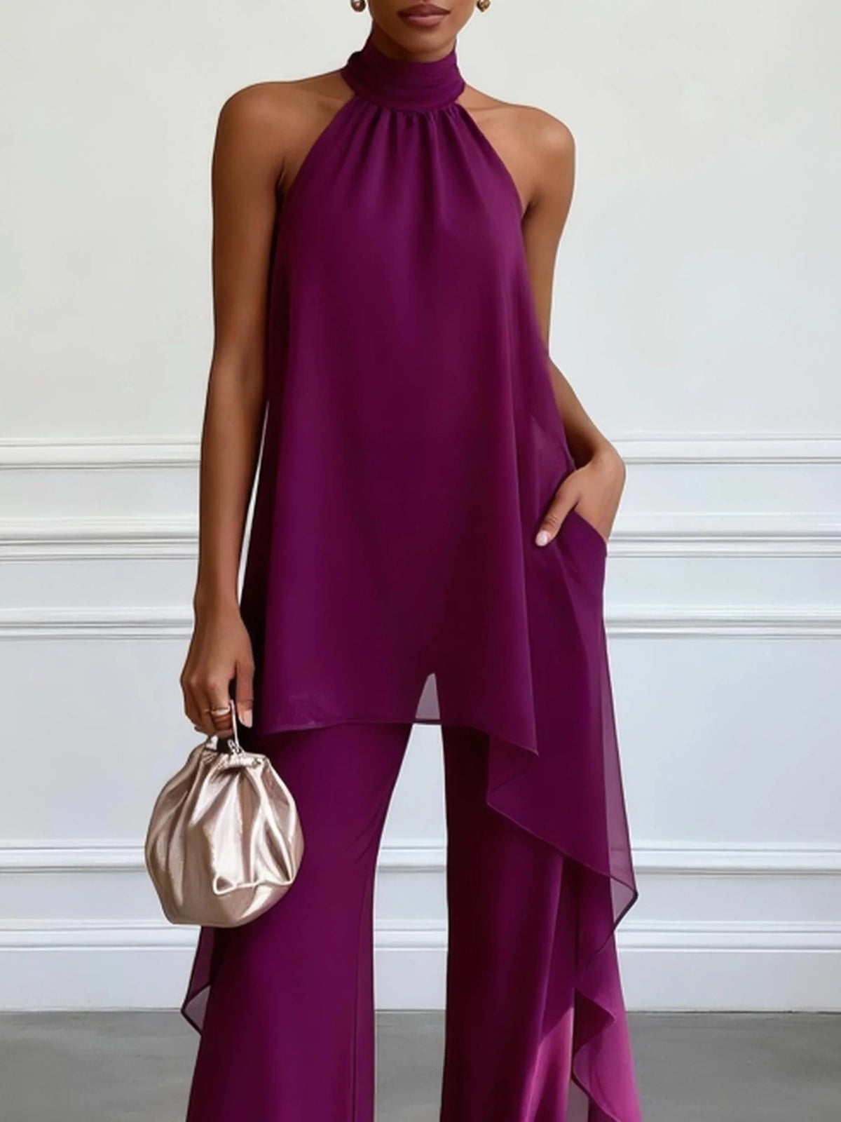MOREAU | ELEGANCKIE KOMPLETY Z DEKOLTEM HALTER DLA KOBIET