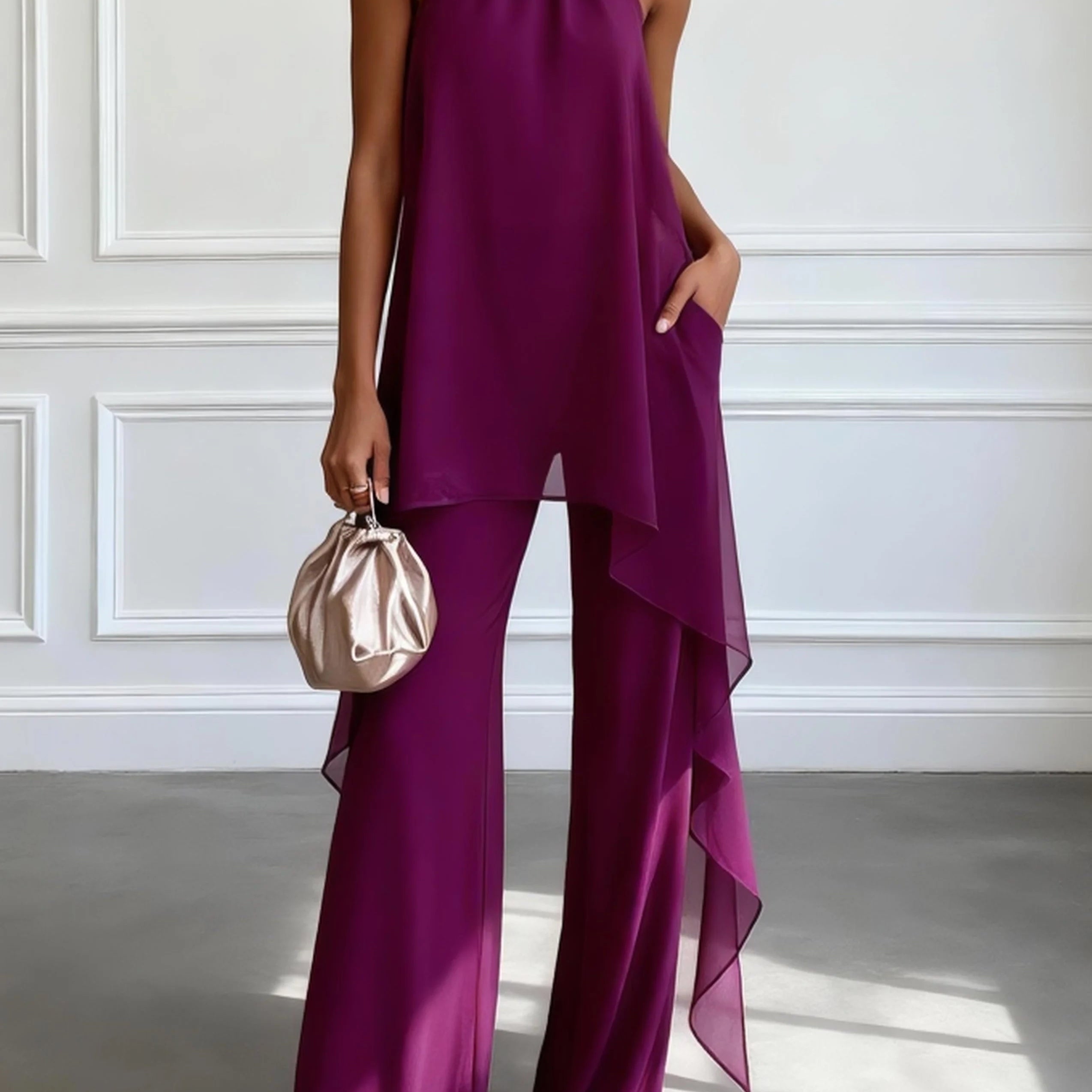 MOREAU | ELEGANCKIE KOMPLETY Z DEKOLTEM HALTER DLA KOBIET