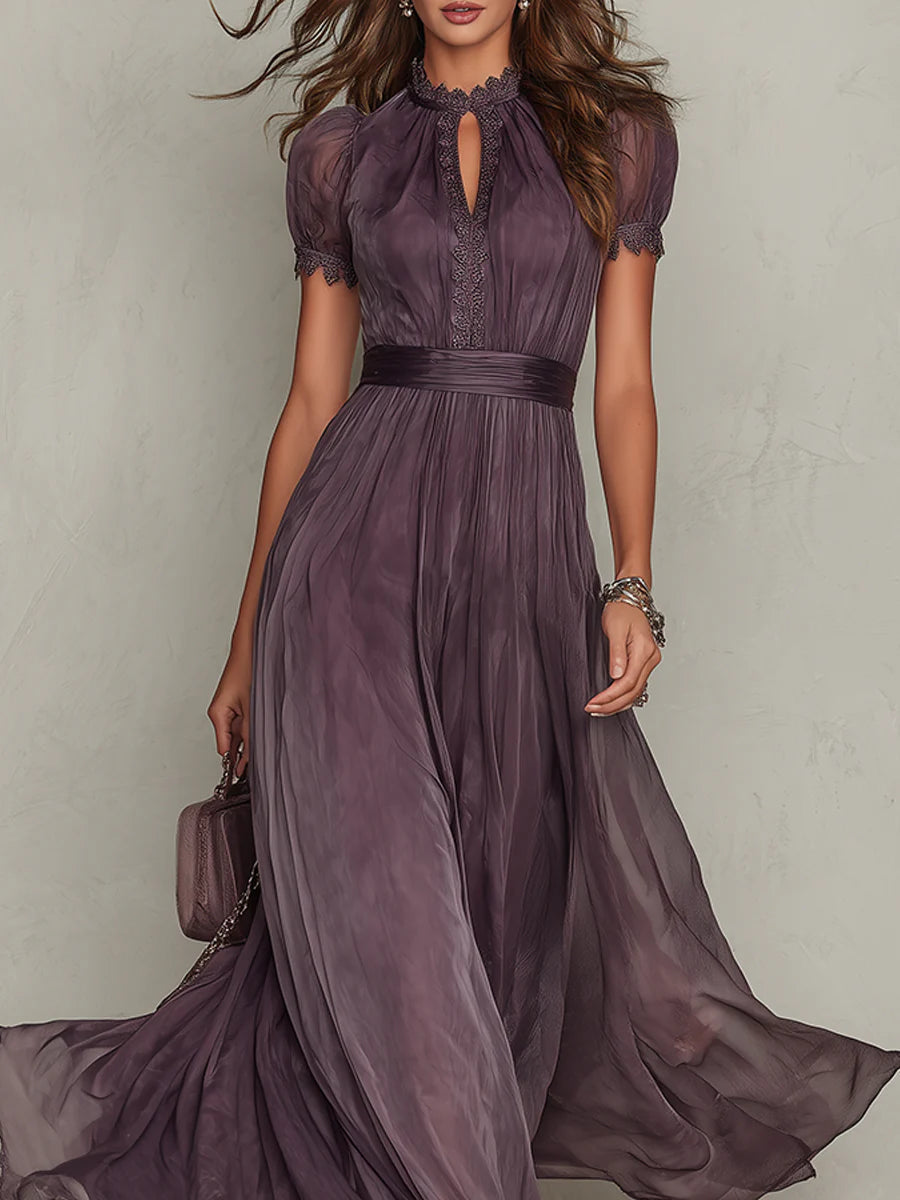 Ashley | Vintage Elegancka Sukienka Maxi z Chiffonu