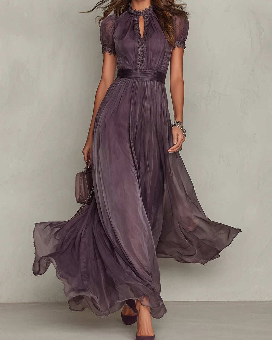Ashley | Vintage Elegancka Sukienka Maxi z Chiffonu