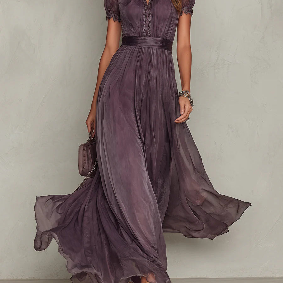 Ashley | Vintage Elegancka Sukienka Maxi z Chiffonu