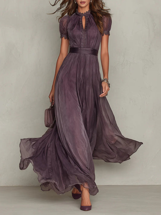 Ashley | Vintage Elegancka Sukienka Maxi z Chiffonu