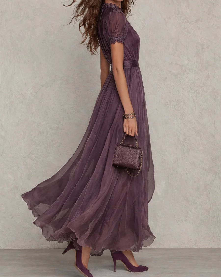 Ashley | Vintage Elegancka Sukienka Maxi z Chiffonu