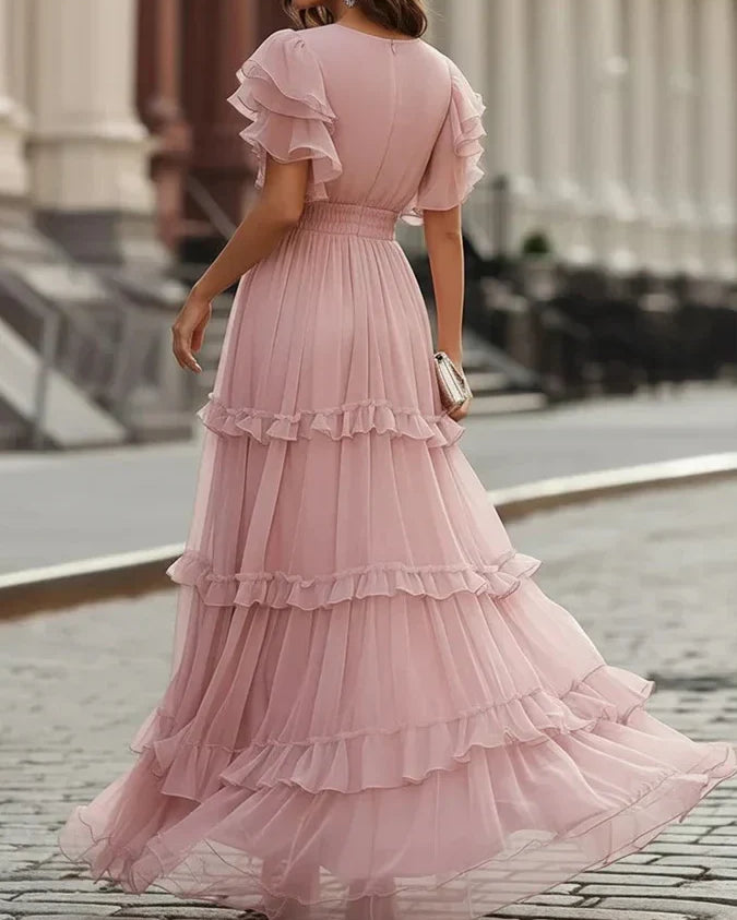 Zoe | Jasnoróżowa Elegancka Sukienka Maxi na Ślub