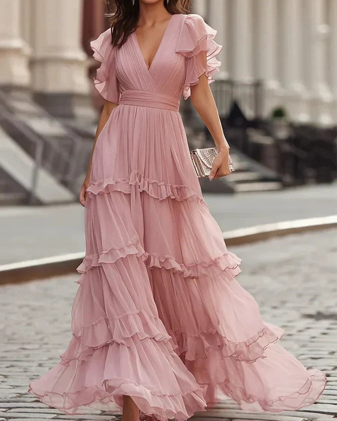 Zoe | Jasnoróżowa Elegancka Sukienka Maxi na Ślub