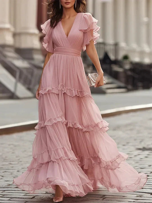 Zoe | Jasnoróżowa Elegancka Sukienka Maxi na Ślub