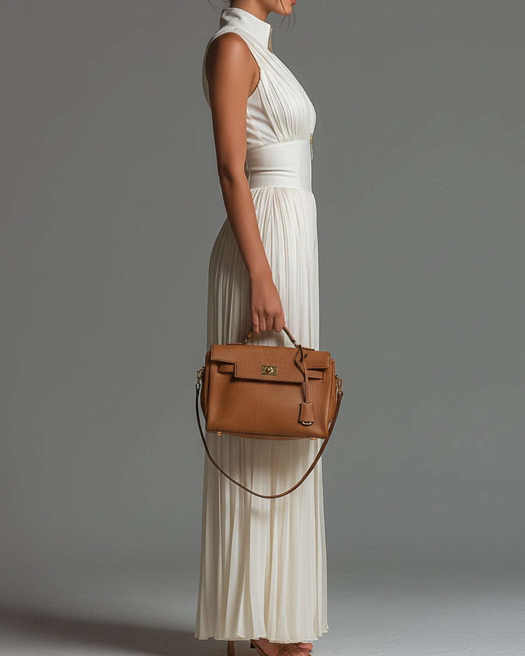 Gabriela | Biały Plisowany Chiffon