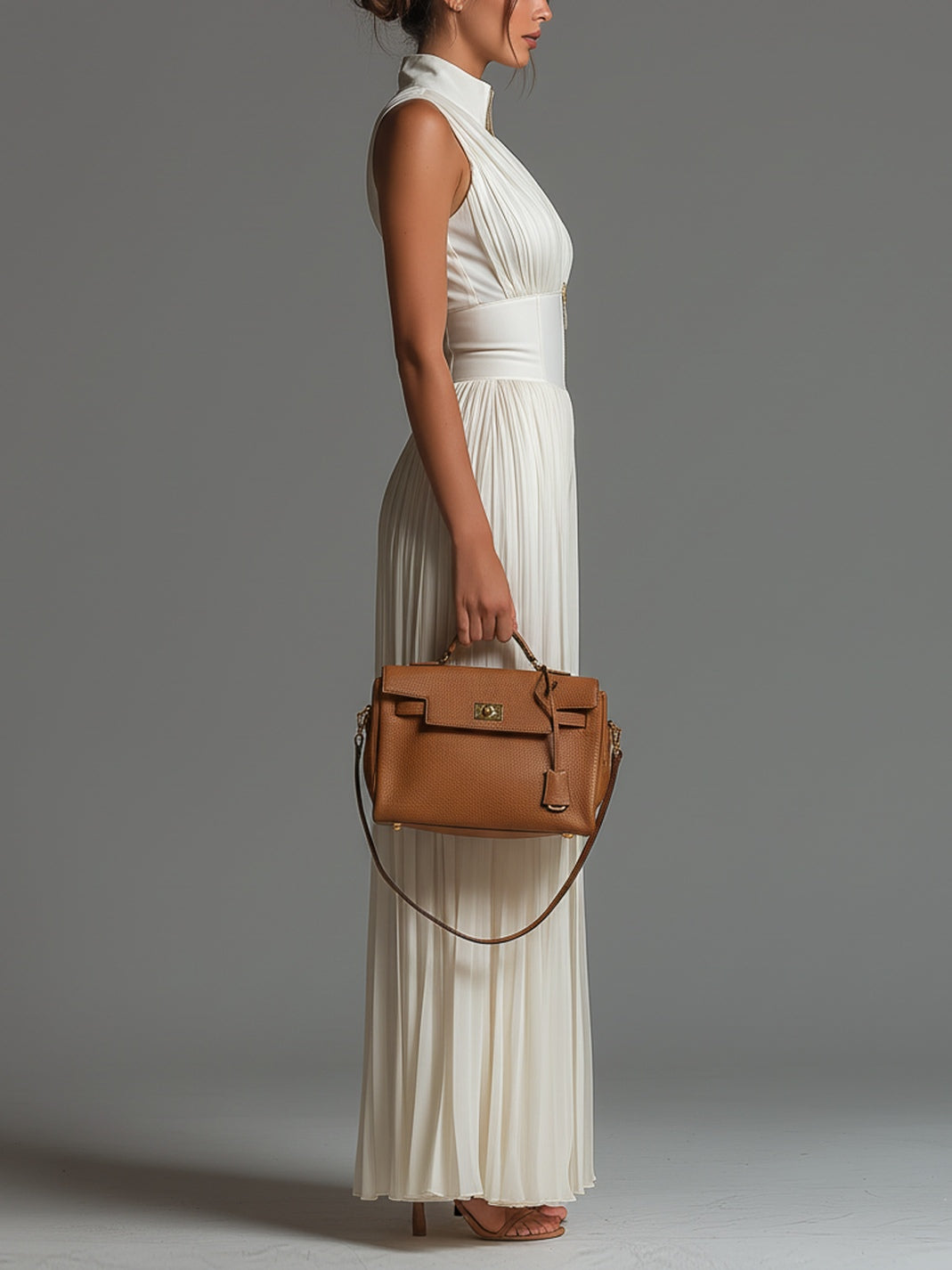 Gabriela | Biały Plisowany Chiffon
