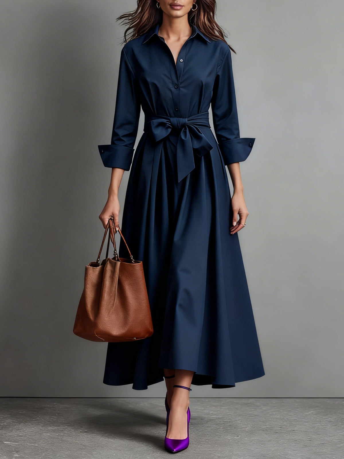 Velorythia | Elegancka Sukienka Maxi z Detalem Wstążki