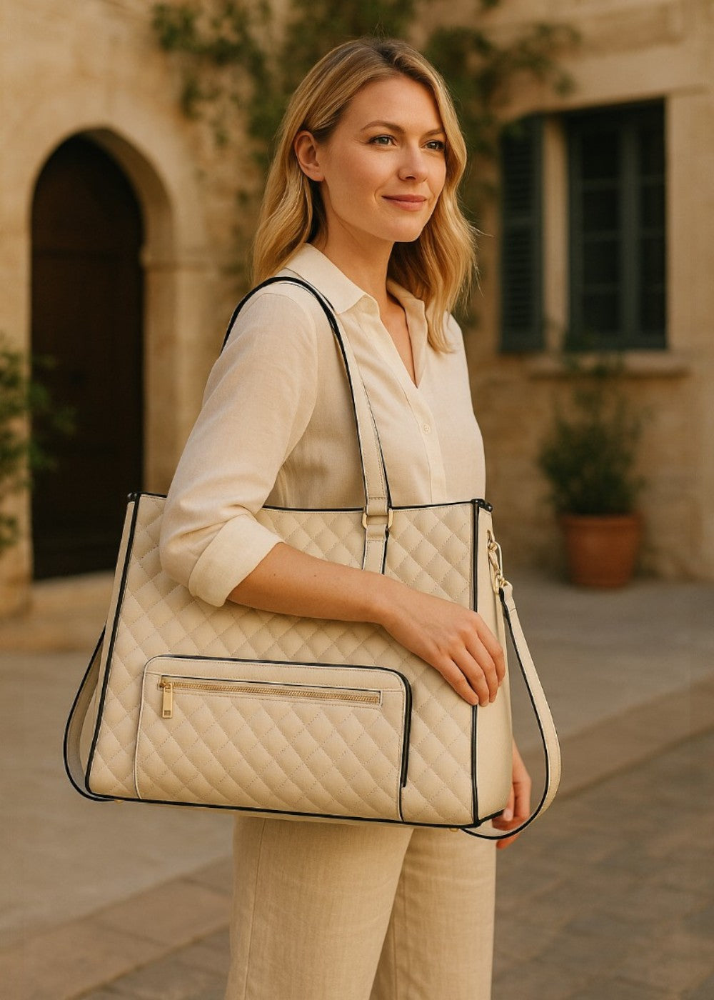 3 w 1 pikowana torba typu tote