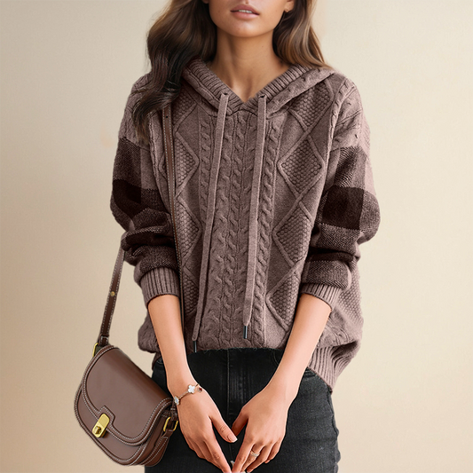 Orahlyn | Sweter z kapturem w splot jacquard