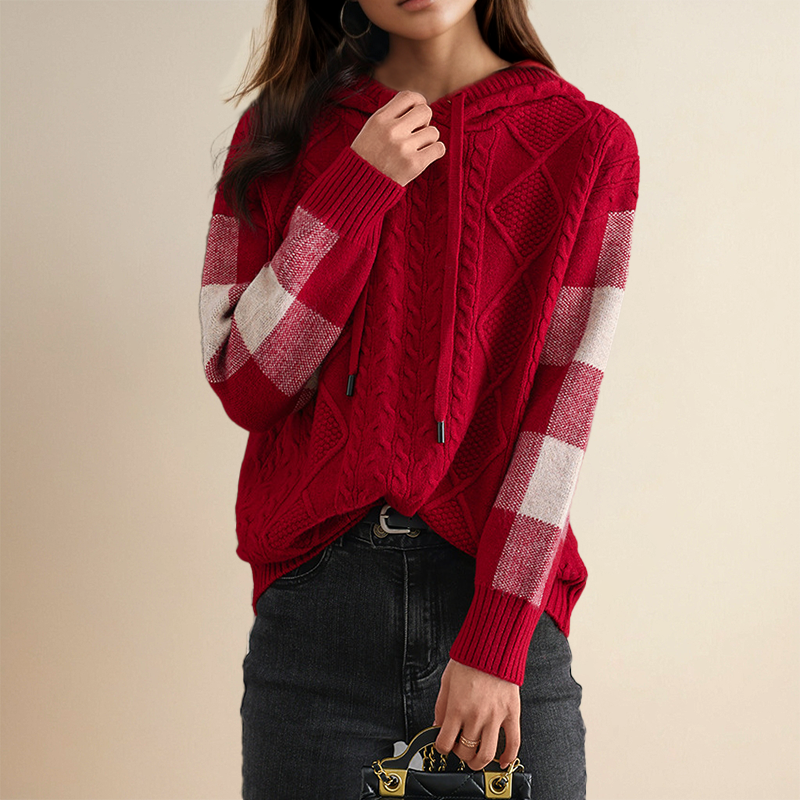 Orahlyn | Sweter z kapturem w splot jacquard