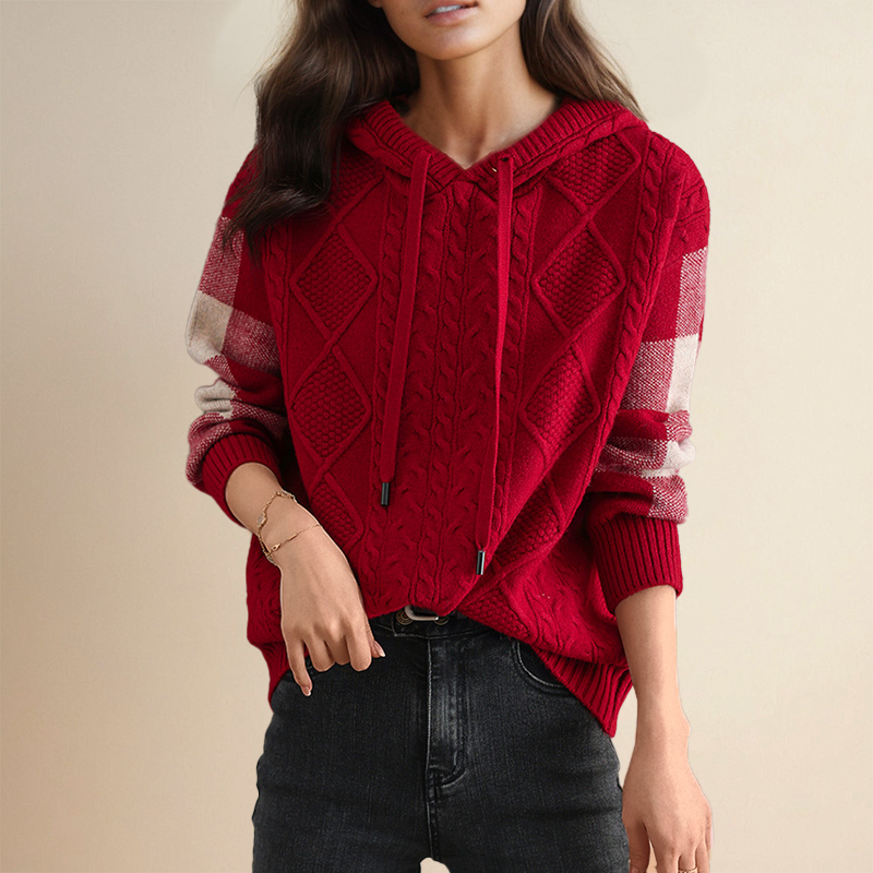 Orahlyn | Sweter z kapturem w splot jacquard