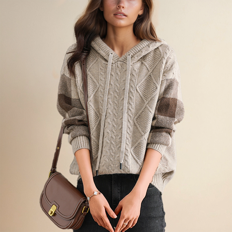 Orahlyn | Sweter z kapturem w splot jacquard