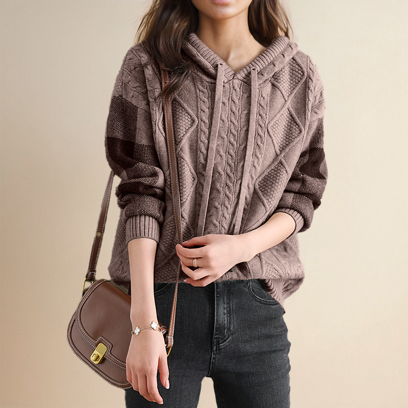 Orahlyn | Sweter z kapturem w splot jacquard
