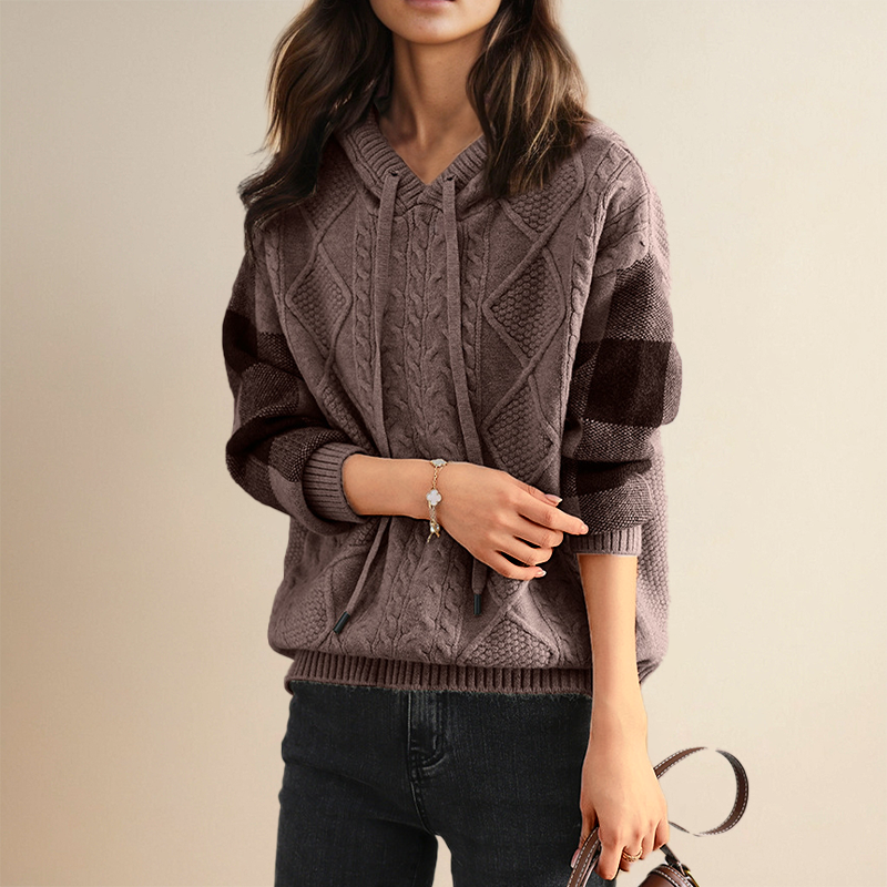 Orahlyn | Sweter z kapturem w splot jacquard