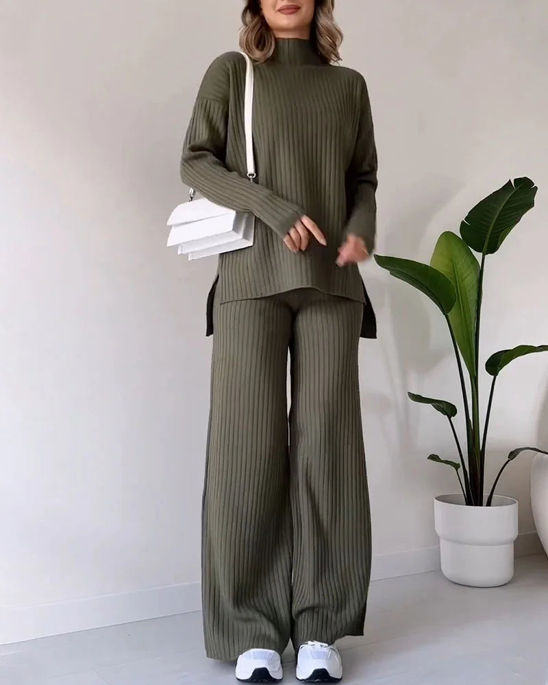 Elegancki dwuczęściowy zestaw z rozcięciem