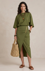 MARTA | Midi Sukienka Boho Zielona Oliwkowa