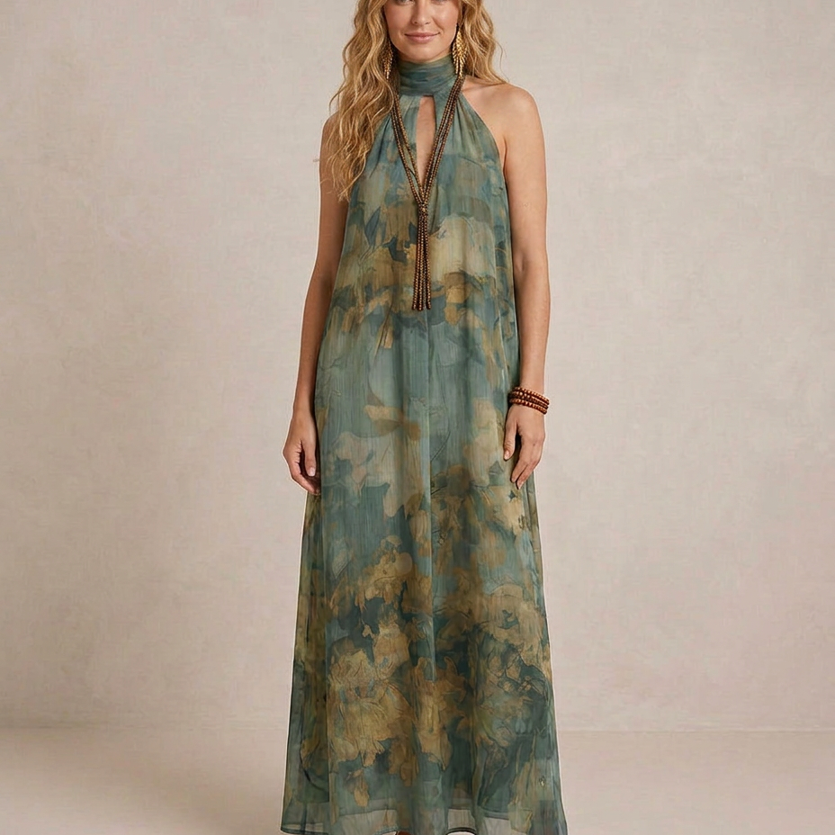 FLORA | Maxi Sukienka Chiffon Kwiatowa Boho