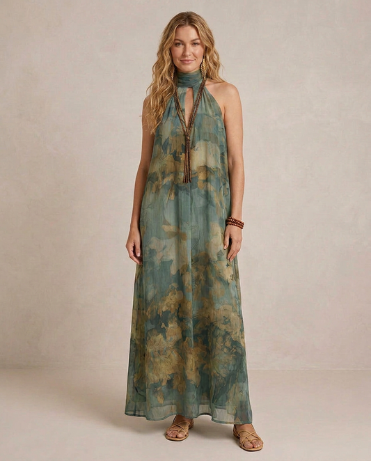 FLORA | Maxi Sukienka Chiffon Kwiatowa Boho