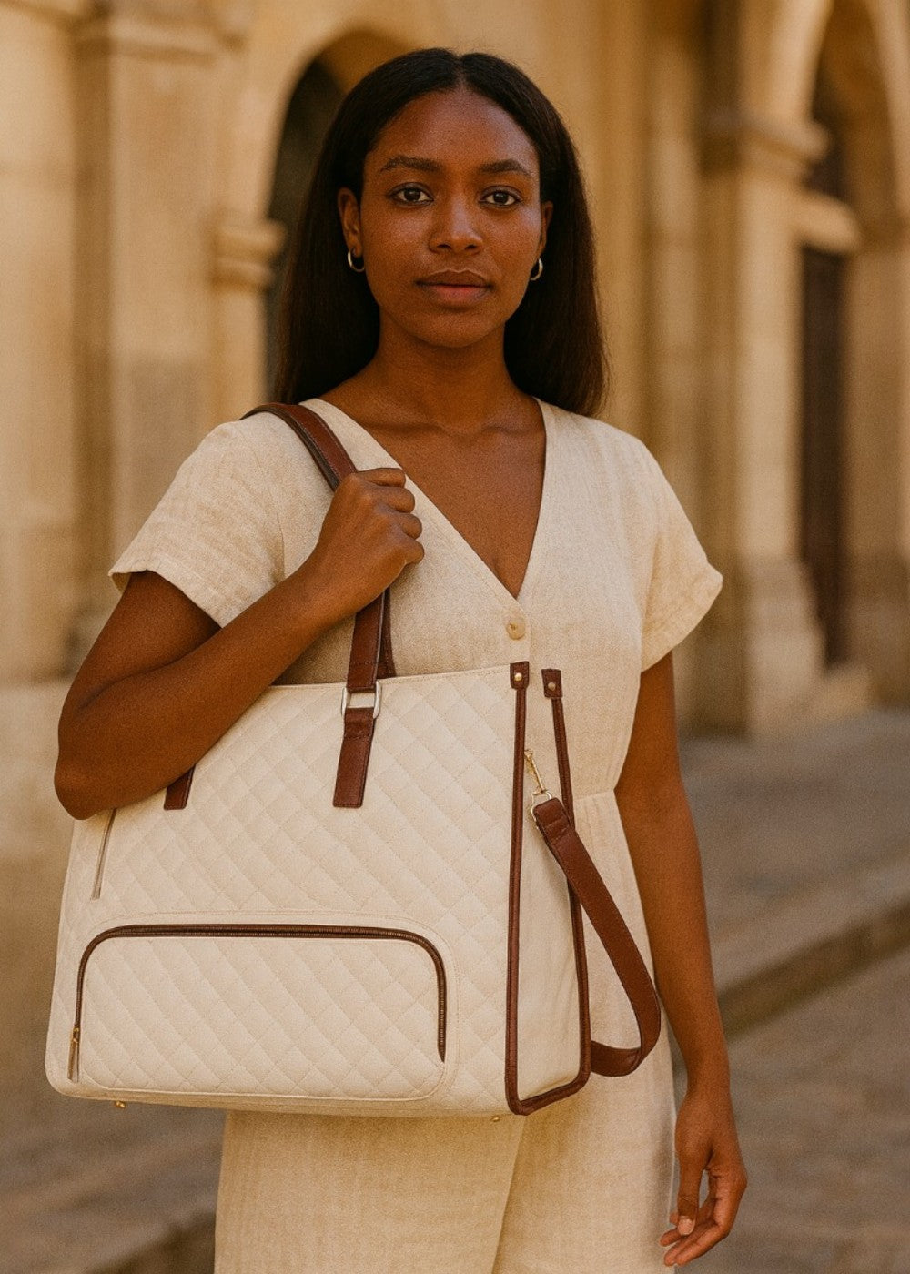 3 w 1 pikowana torba typu tote